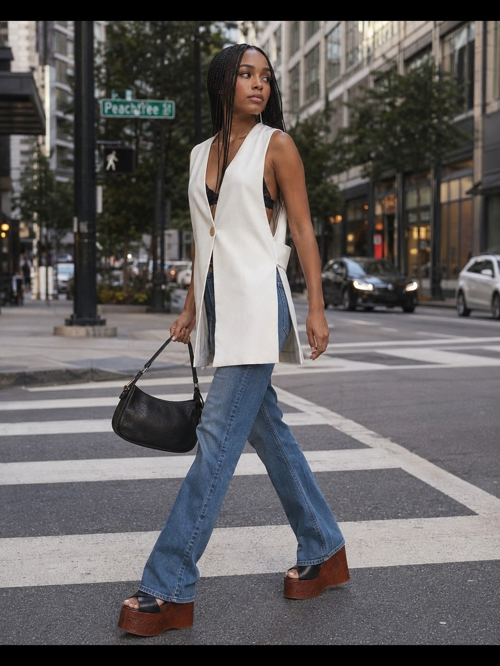 Quiet-Luxury Off White Longline Sleeveless Zara Vest Coat Size M Minimalist